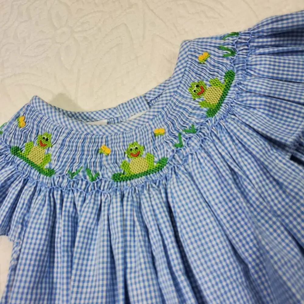 Smocked dress frog prince gingham